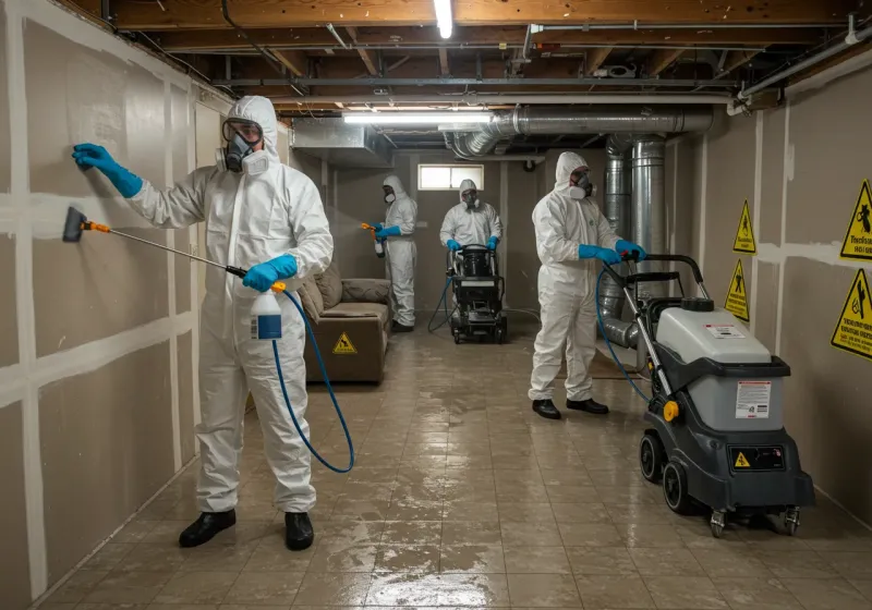 Basement Moisture Removal and Structural Drying process in Leo-Cedarville, IN